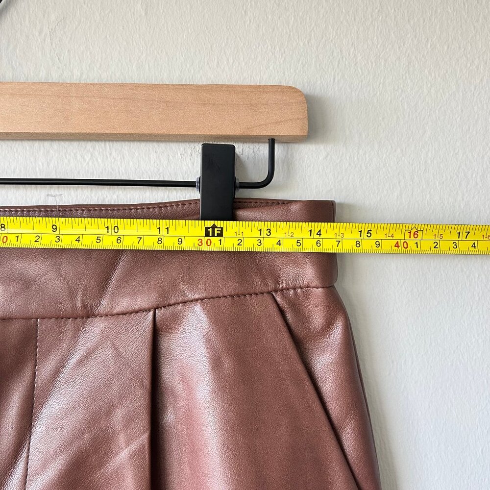 Avec Les Filles Faux Leather Wide Leg Pants Brown Size 2 Women's - Picture 8 of 10